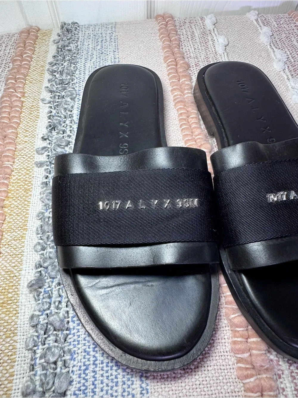 1017 ALYX 9SM Black Logo Band Slide Sandals